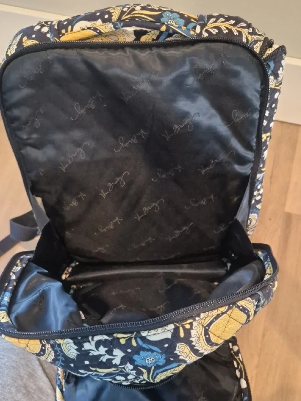 Vera Bradley Quilted Paisley Backpack - Black, Yellow & Blue